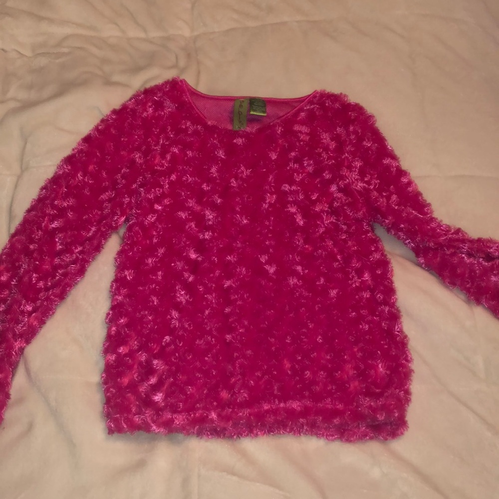 Girl’s Fuzzy Pink Sweater
